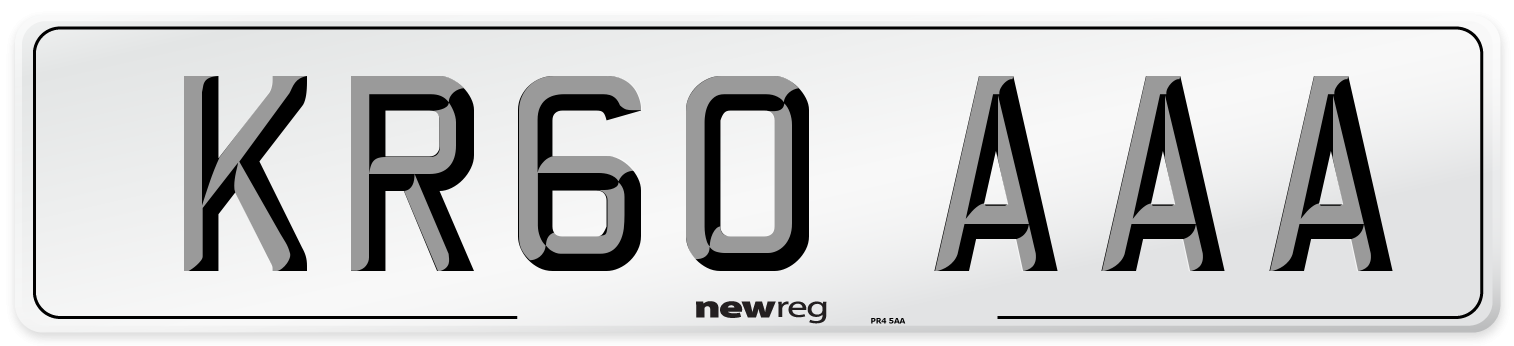 KR60 AAA Number Plate from New Reg